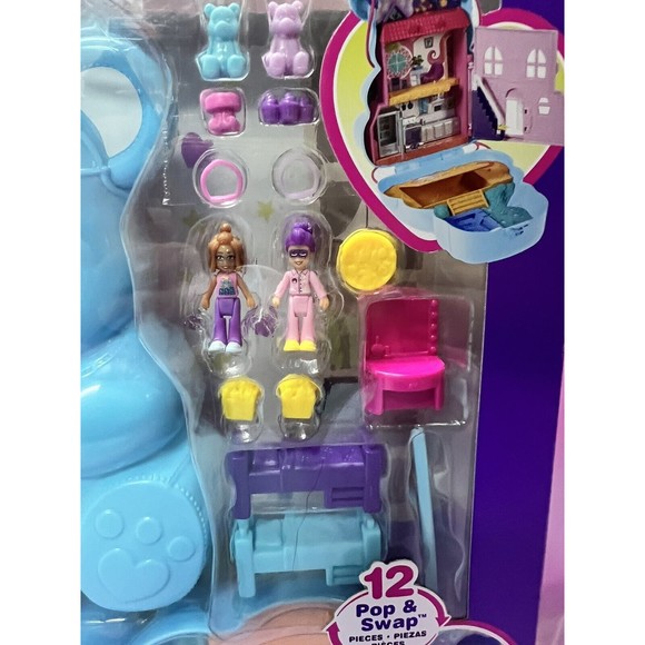 Polly Pocket Teddy Bear Purse 2 in 1 Playset w/ 2 Micro Dolls 16 Accessories NIB - Picture 3 of 8